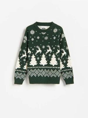 Reserved - Sweter ze świątecznym wzorem - zielony
