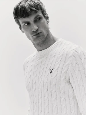 Reserved - Sweter ze świątecznym wzorem - złamana biel