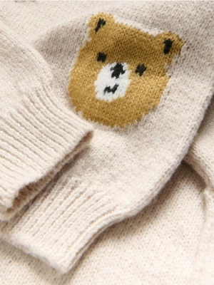 Reserved - Sweter ze wzorem - beżowy