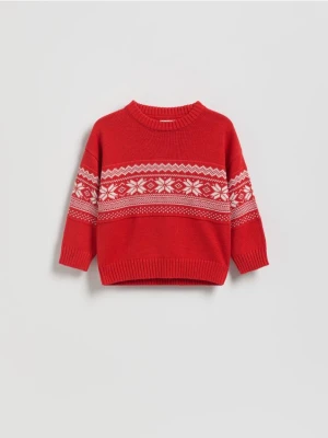 Reserved - Sweter ze wzorem - czerwony