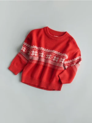 Reserved - Sweter ze wzorem - czerwony