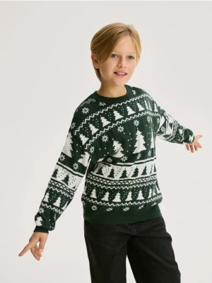 Reserved - Sweter ze wzorem - zielony