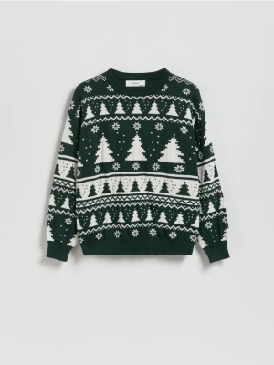 Reserved - Sweter ze wzorem - zielony