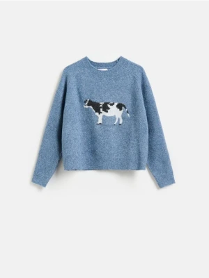 Reserved - Sweter ze zwierzęcym motywem - granatowy