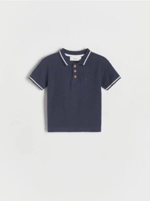 Reserved - Sweterkowy t-shirt polo - granatowy