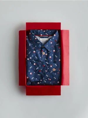 Reserved - Świąteczna koszula - granatowy