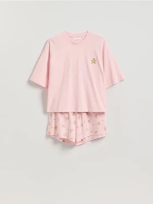 Reserved - Świąteczna piżama dwuczęściowa - pastelowy róż