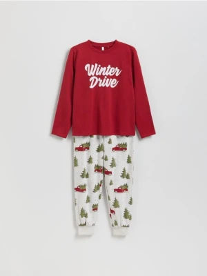 Reserved - Świąteczna piżama z nadrukiem - bordowy