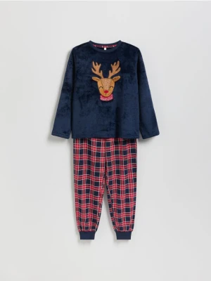 Reserved - Świąteczna piżama z reniferem - granatowy