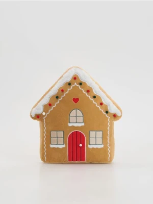 Reserved - Świąteczna poduszka domek - beżowy
