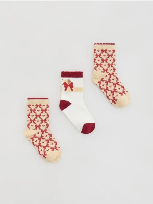 Reserved - Świąteczne skarpetki 3 pack - złamana biel