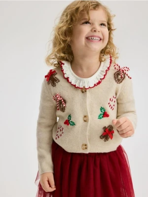 Reserved - Świąteczny kardigan - kremowy