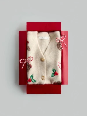 Reserved - Świąteczny kardigan - kremowy