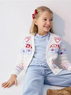 Reserved - Świąteczny kardigan - złamana biel