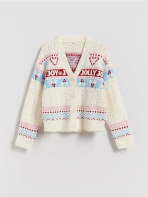 Reserved - Świąteczny kardigan - złamana biel