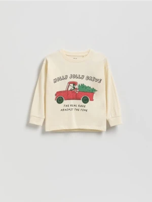 Reserved - Świąteczny longsleeve Mickey Mouse - złamana biel