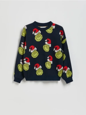 Reserved - Świąteczny sweter Grinch - granatowy