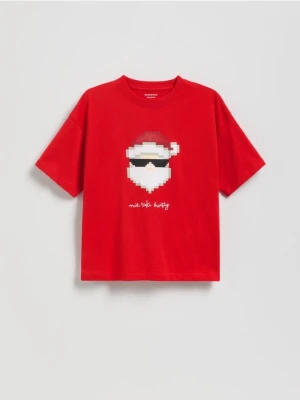 Reserved - Świąteczny t-shirt - czerwony