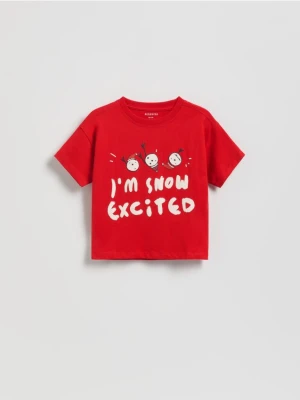 Reserved - Świąteczny t-shirt - czerwony