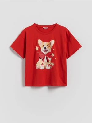 Reserved - Świąteczny t-shirt - czerwony