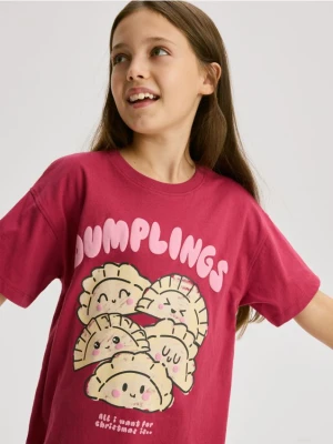 Reserved - Świąteczny t-shirt - czerwony