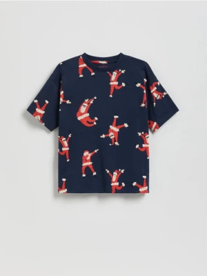 Reserved - Świąteczny t-shirt - granatowy