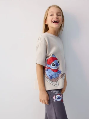 Reserved - Świąteczny t-shirt Lilo i Stitch - beżowy