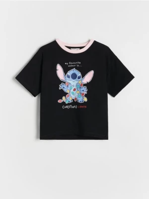 Reserved - Swiąteczny t-shirt Lilo i Stitch - czarny