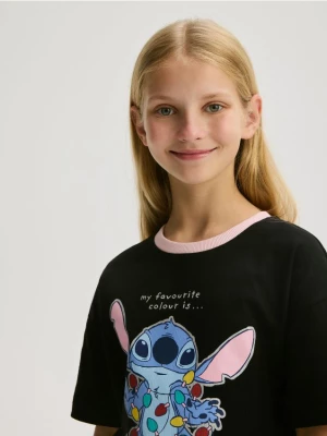 Reserved - Swiąteczny t-shirt Lilo i Stitch - czarny