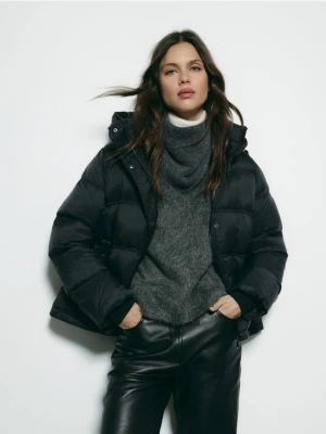 Reserved - Szal z wełną i kaszmirem - ciemnoszary