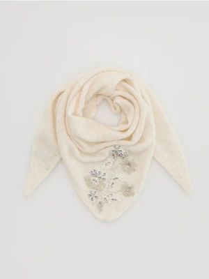 Reserved - Szal z wełną - złamana biel