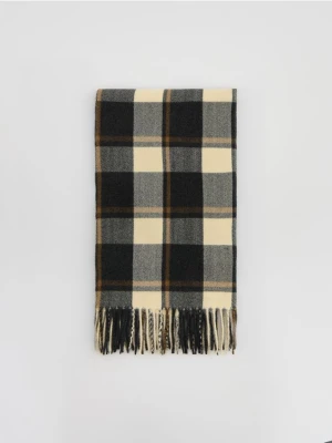 Reserved - Szalik w kratę z wiskozą - beżowy