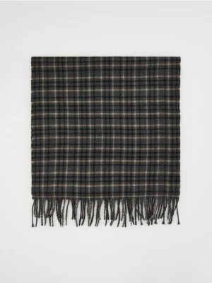 Reserved - Szalik w kratę z wiskozą - ciemnoszary