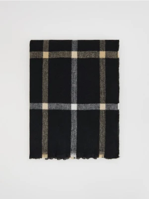 Reserved - Szalik w kratę z wiskozą - czarny