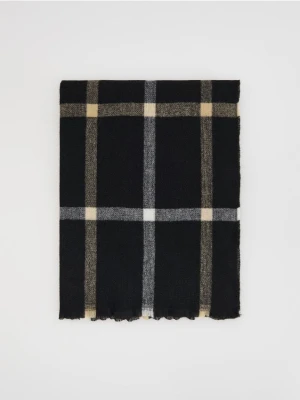 Reserved - Szalik w kratę z wiskozą - czarny