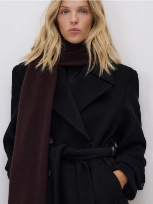 Reserved - Szalik z wełną i kaszmirem - ciemnobrązowy