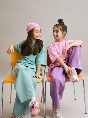 Reserved - Szerokie spodnie dresowe - miętowy