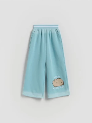 Reserved - Szerokie spodnie Pusheen - jasnoniebieski