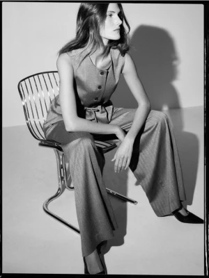 Reserved - Szerokie spodnie w paski - ciemnoszary