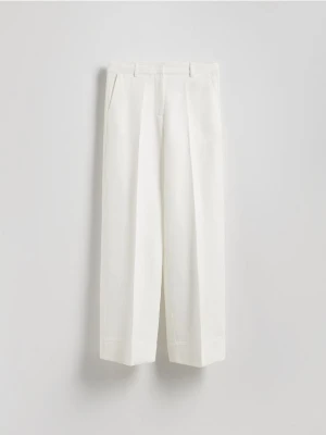 Reserved - Szerokie spodnie z dodatkiem lnu - złamana biel