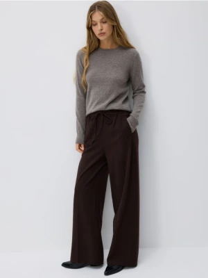 Reserved - Szerokie spodnie z kantem - ciemnobrązowy