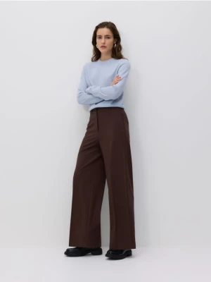 Reserved - Szerokie spodnie z kantem - ciemnobrązowy