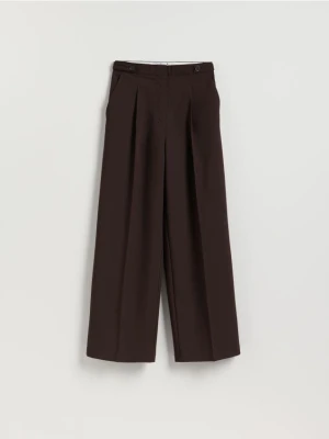 Reserved - Szerokie spodnie z kantem - ciemnobrązowy