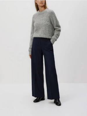 Reserved - Szerokie spodnie z kantem - granatowy