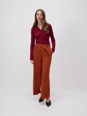 Reserved - Szerokie spodnie z kantem - pomarańczowy