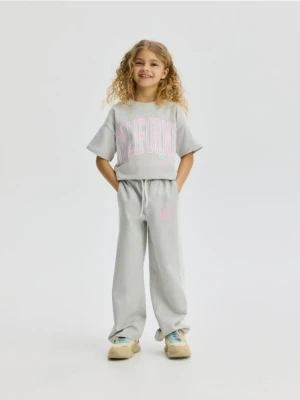 Reserved - Szerokie spodnie z lampasami - jasnoszary