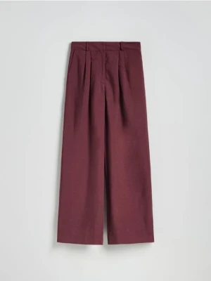 Reserved - Szerokie spodnie z lnem - ciemnobrązowy