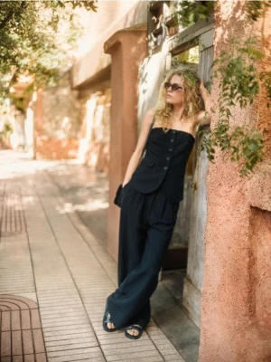 Reserved - Szerokie spodnie z lnem - czarny