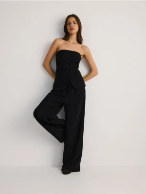 Reserved - Szerokie spodnie z lnem - czarny