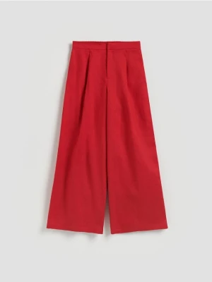 Reserved - Szerokie spodnie z lnem - czerwony